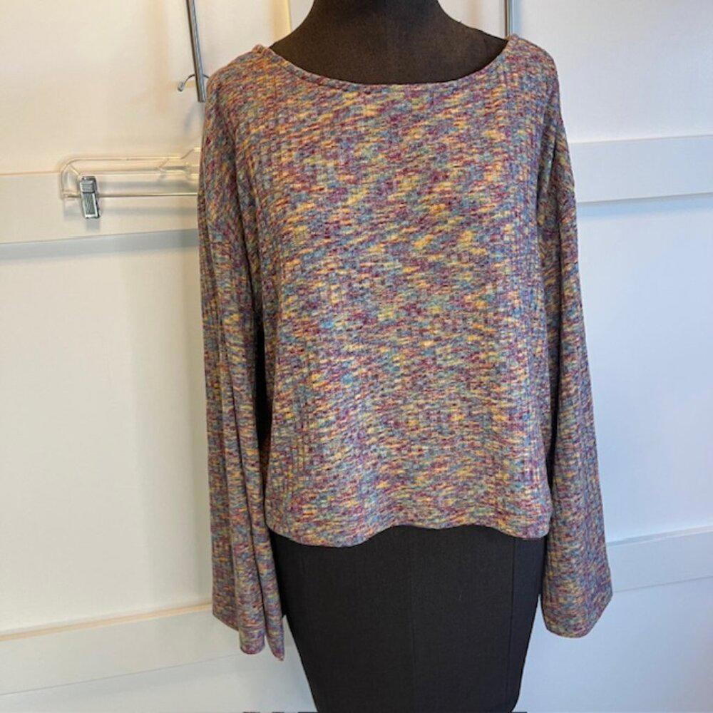 Anthropologie Daily Practice Open Backside Flouncy Top, Space Dyed, Size S